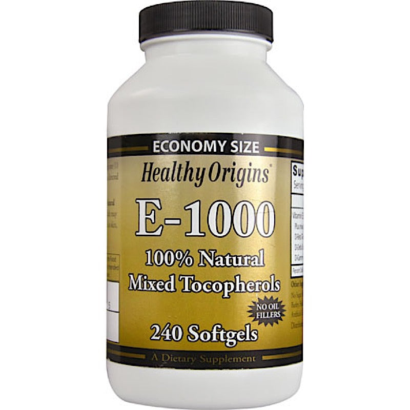 Healthy Origins, Vitamin E,1000 IU Mixed Toco, 240 Softgels UPC 603573151515 | HiLife Vitamins