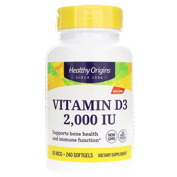 Healthy Origins, Vitamin D3 2000 IU Pure Cold Press Olive Oil, 240 Softgels - 603573153762 | Hilife Vitamins