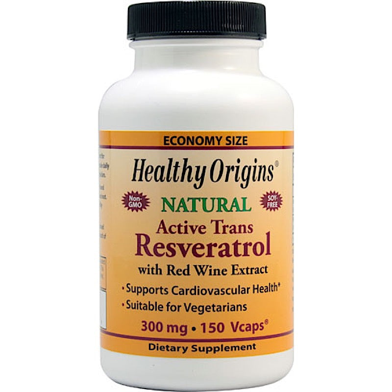 Healthy Origins, Resveratrol 300 mg With Red Wine, 150 Capsules - 603573236946 | Hilife Vitamins