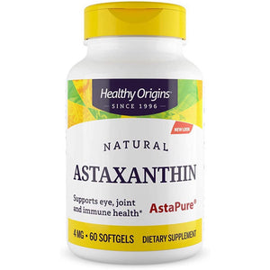 Healthy Origins, Astaxanthin 4 Mg, 60 Softgels - 603573849139 | Hilife Vitamins