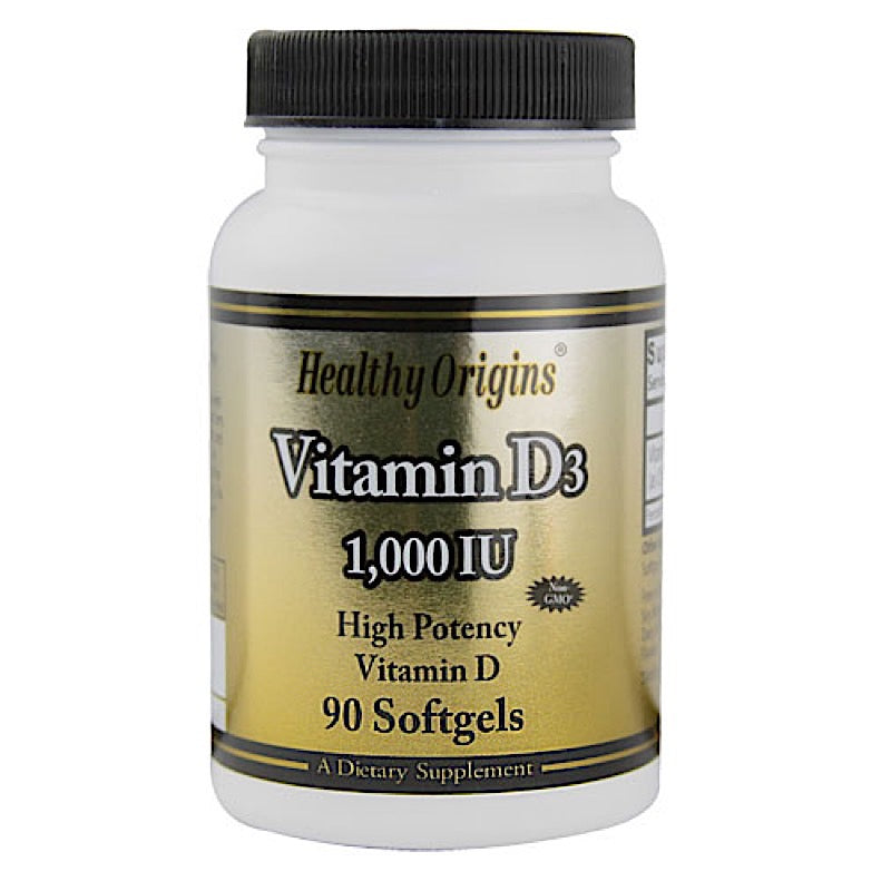 Healthy Origins, Vitamin D3 1,000 IU Pure Cold Olive Oil, 90 Softgels UPC 603573153137 | HiLife Vitamins