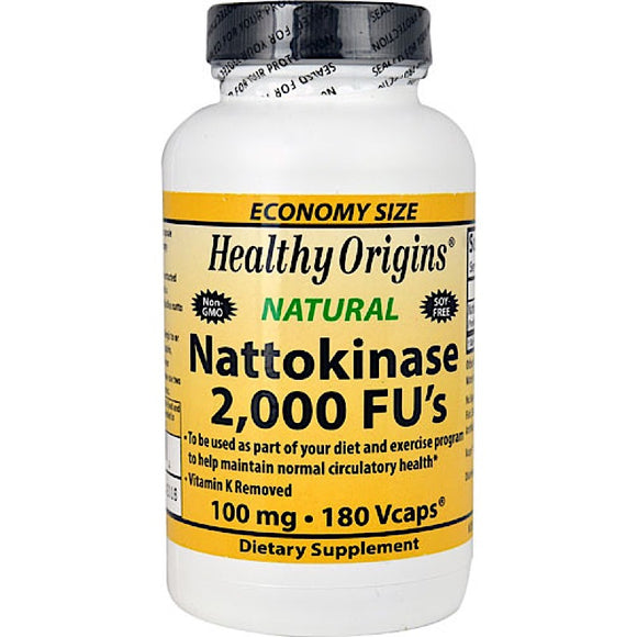 Healthy Origins, Nattokinase 2,000 Fu's 100 mg, 180 Vcaps - 603573251604 | Hilife Vitamins