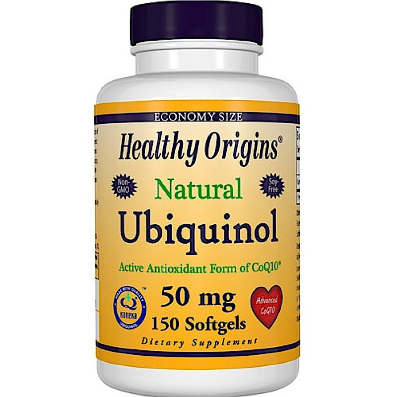 Healthy Origins, Ubiquinol 50 mg Soy Free Non-Gmo, 150 Softgels UPC 603573364625 | HiLife Vitamins