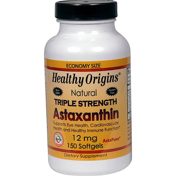 Healthy Origins, Astaxanthin 12 mg Triple Strength, 150 Softgels - 603573849283 | Hilife Vitamins