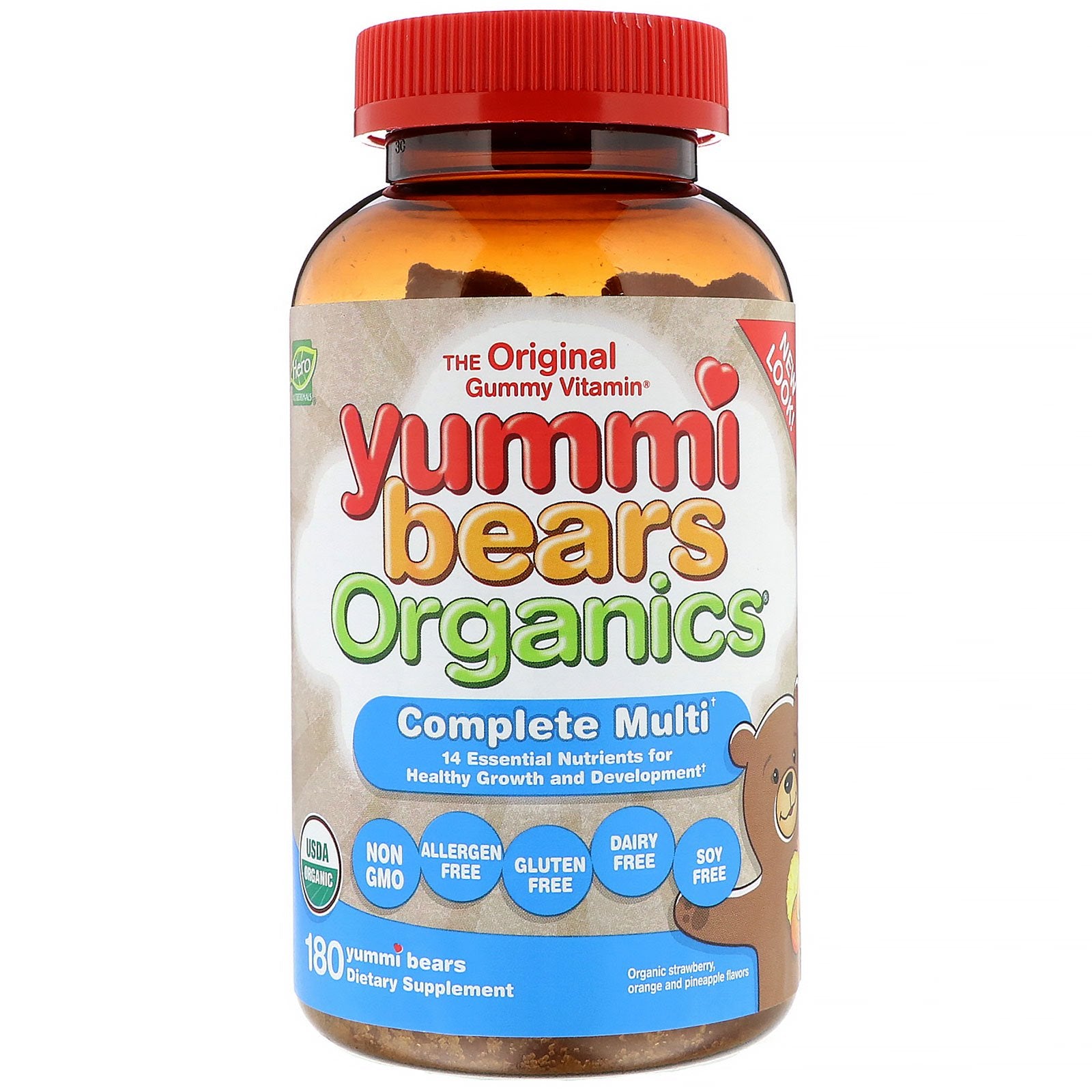 Hero Nutritionals, Certified Organic Ybo Multi Vitamin Value Size, 180 Chewables UPC 613098910030 | HiLife Vitamins