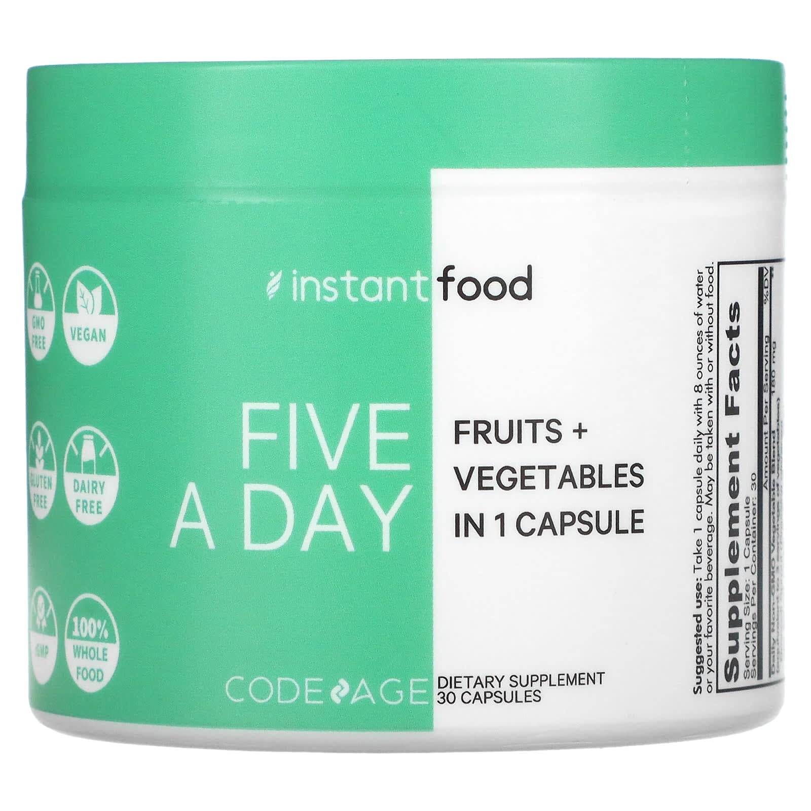 Instantfood, Five a Day, 30 Capsules UPC 850026121520 | HiLife Vitamins