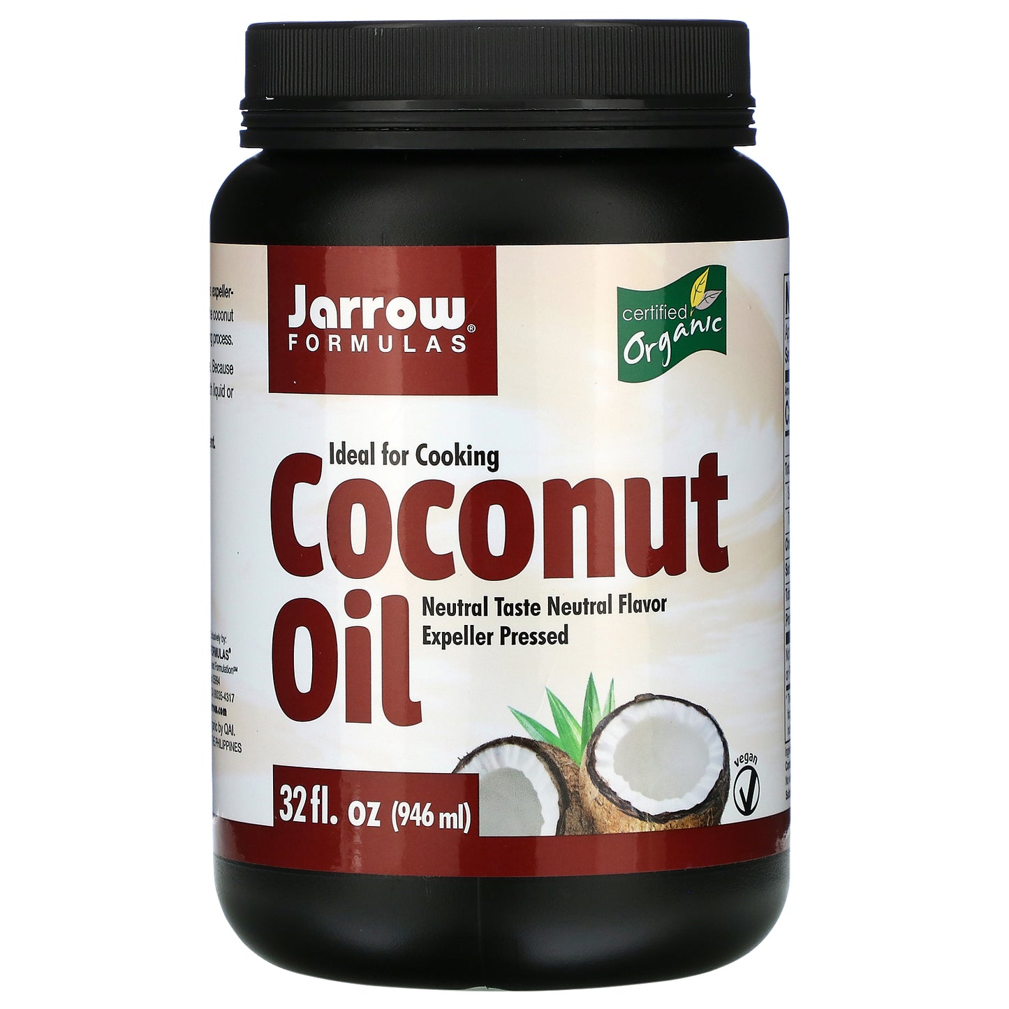 Jarrow Formulas, Coconut Oil 100% Organic, 32 FL OZ UPC 790011160489 | HiLife Vitamins