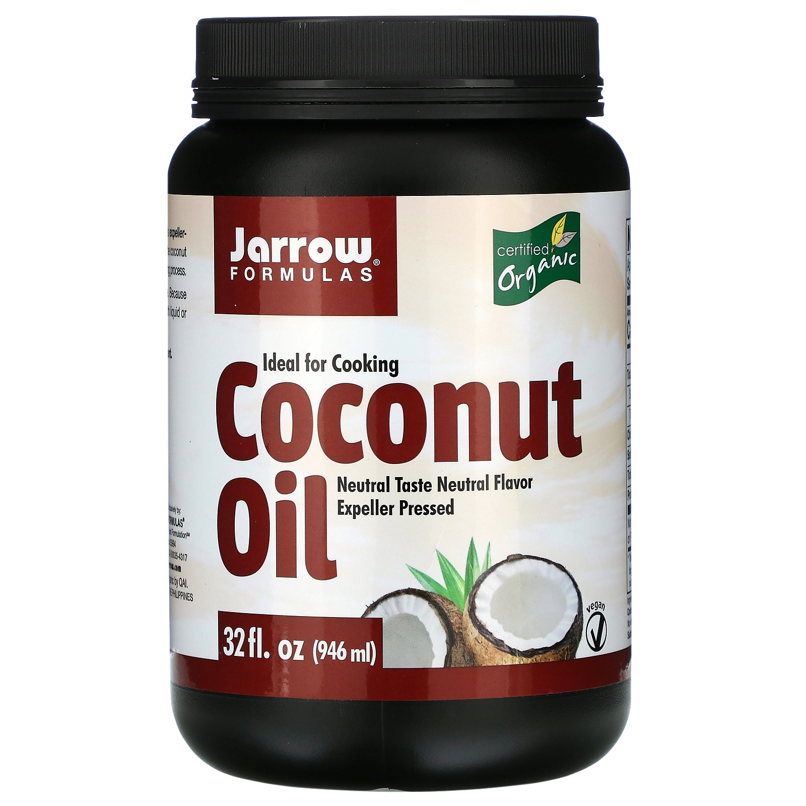 Jarrow Formulas, Coconut Oil 100% Organic, 32 FL OZ UPC 790011160489 | HiLife Vitamins