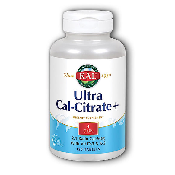Kal, Cal Citrate+ w/K-2 Ultra 1000mg/45mcg, 120 Tablets - 021245464716 | Hilife Vitamins