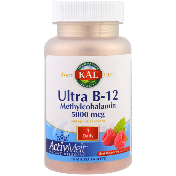 Kal, B-12 Methylcobalamin Activmelt, Ultra, 90 Micro Tablets - 021245469384 | Hilife Vitamins