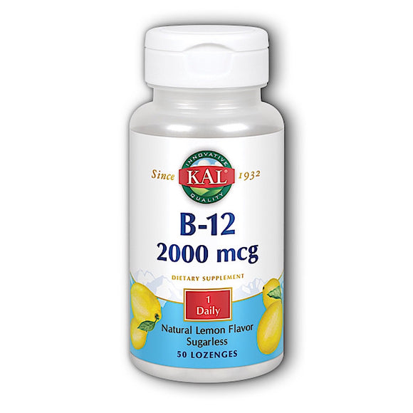 Kal, B-12 Lemon 2000mcg, 50 Lozenges - 021245535768 | Hilife Vitamins