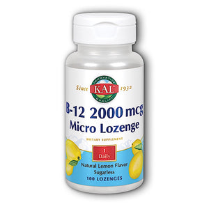 Kal, B-12 Lemon 2000mcg, 100 Lozenges - 021245535782 | Hilife Vitamins