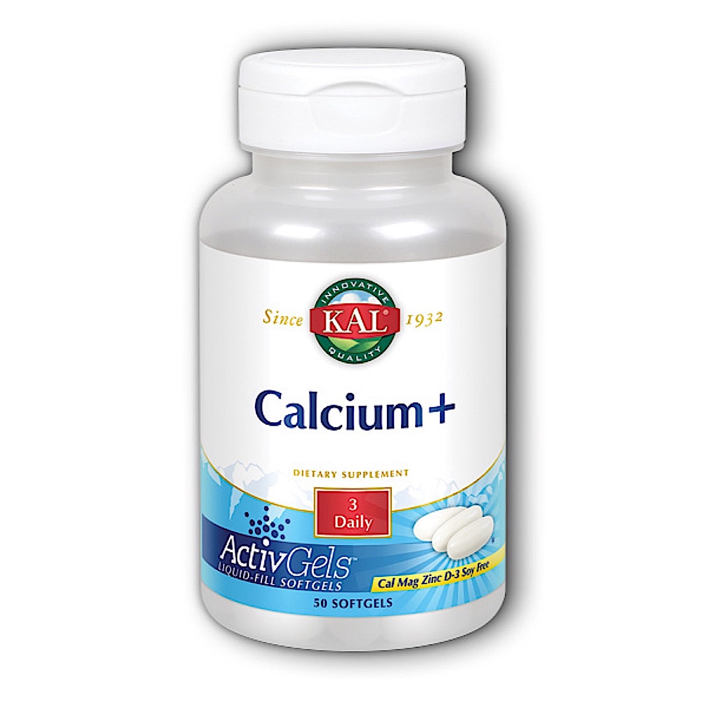 Kal, Calcium+ 1000mg, 50 Softgels - 021245572053 | HiLife Vitamins