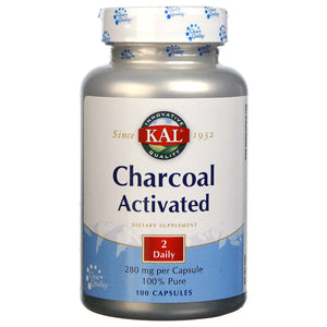 Kal, Charcoal 260 mg, 100 Capsules - 021245586104 | Hilife Vitamins