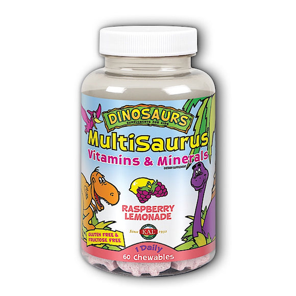 Kal, MultiSaurusRasp Lemonade, 60 Chewables - 021245602187 | Hilife Vitamins