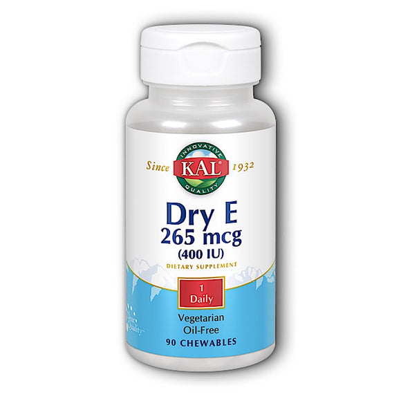 Kal, E Dry Oil Free 400iu, 90 Capsules - 021245625902 | Hilife Vitamins