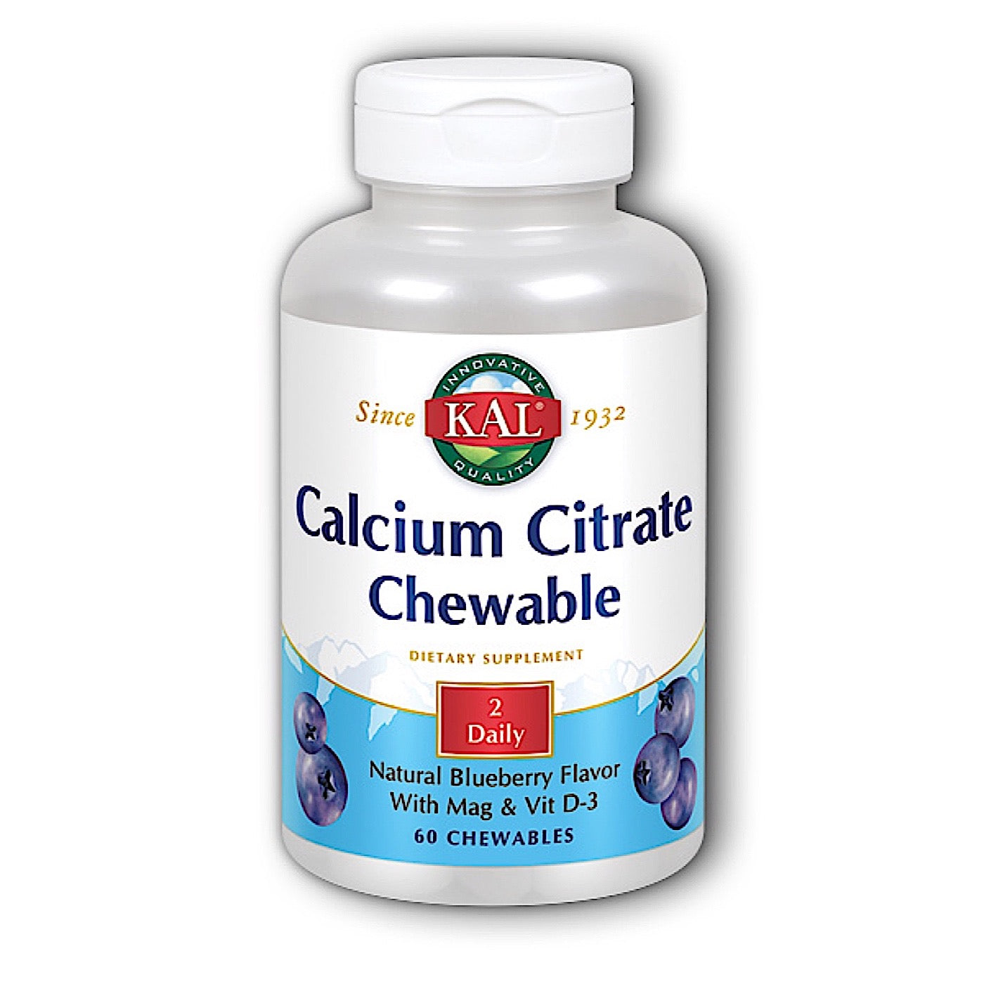 Kal, Cal Citrate+ Blueberry 500mg, 60 Chewables UPC 021245651987 | HiLife Vitamins