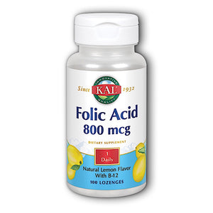Kal, Folic Acid & B-12 Lemon 800/5mcg, 100 Lozenges - 021245678663 | Hilife Vitamins