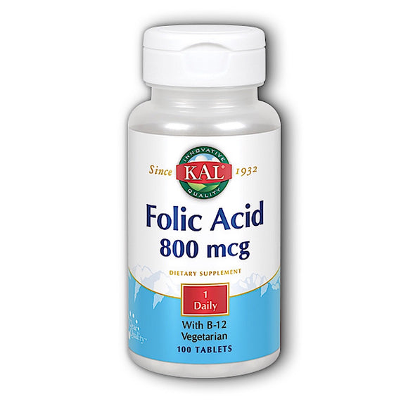 Kal, Folic Acid & B-12 800/5mcg, 100 Tablets - 021245685524 | Hilife Vitamins