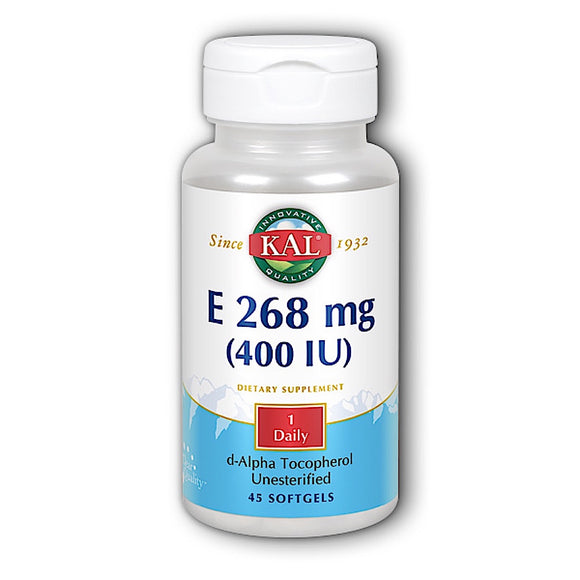 Kal, E d-Alpha Tocopherol 400iu, 45 Softgels - 021245689041 | Hilife Vitamins