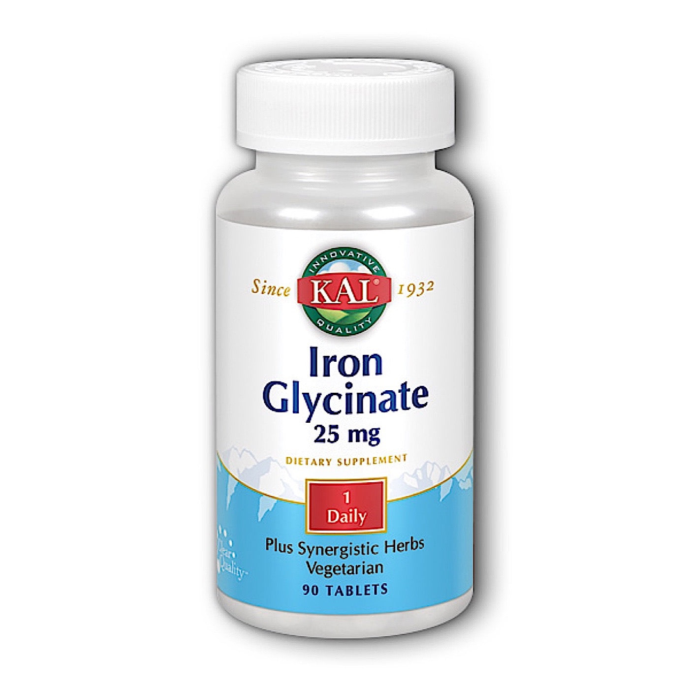 Kal, Iron Glycinate 25mg, 90 Tablets UPC 021245743095 | HiLife Vitamins