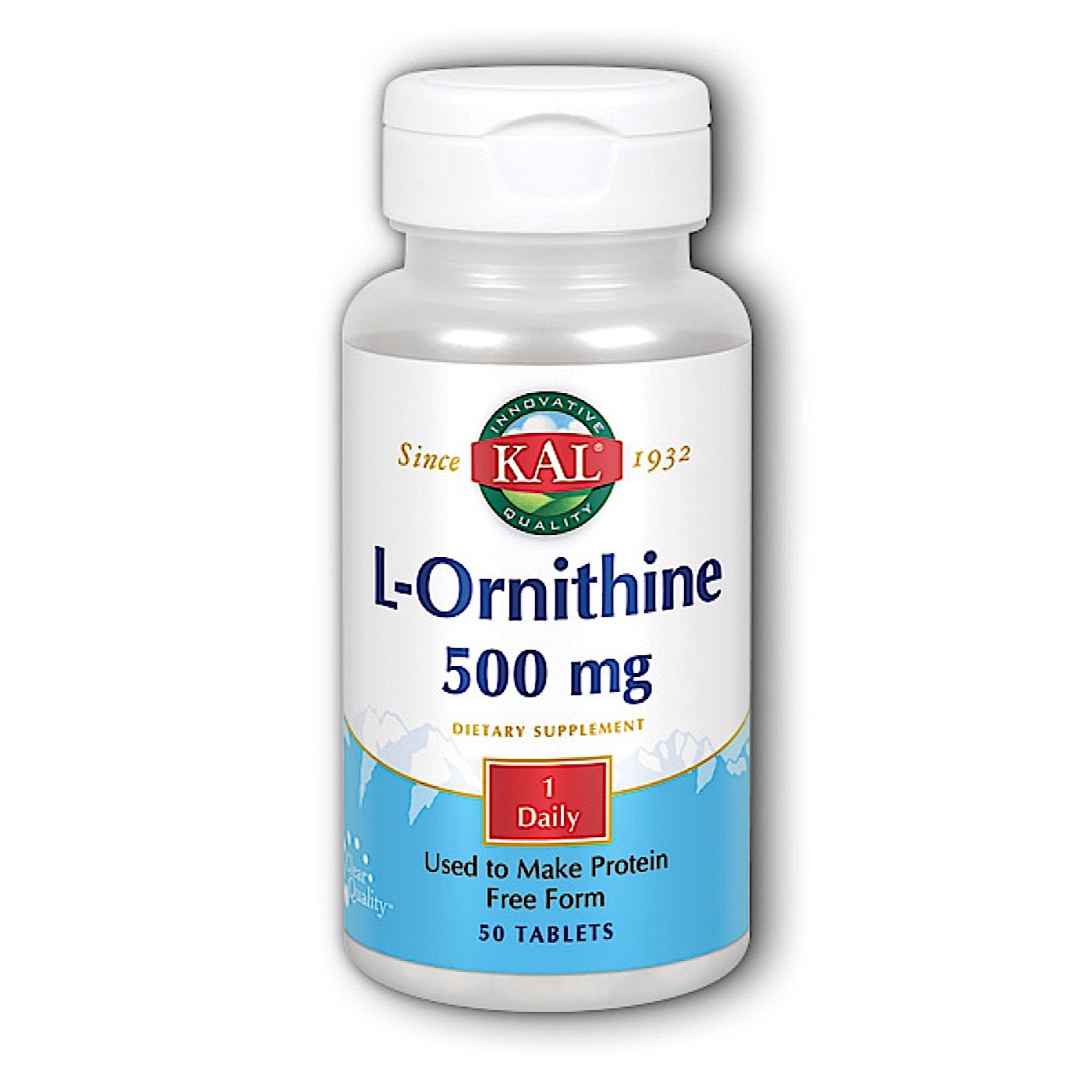 Kal, L-Ornithine 500mg, 50 Tablets UPC 021245794585 | HiLife Vitamins