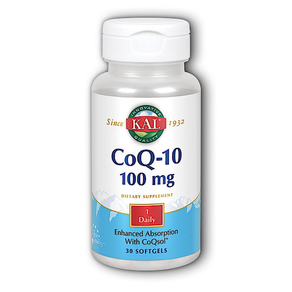 Kal, CoQ-10 100mg, 30 Softgels - 021245872047 | Hilife Vitamins