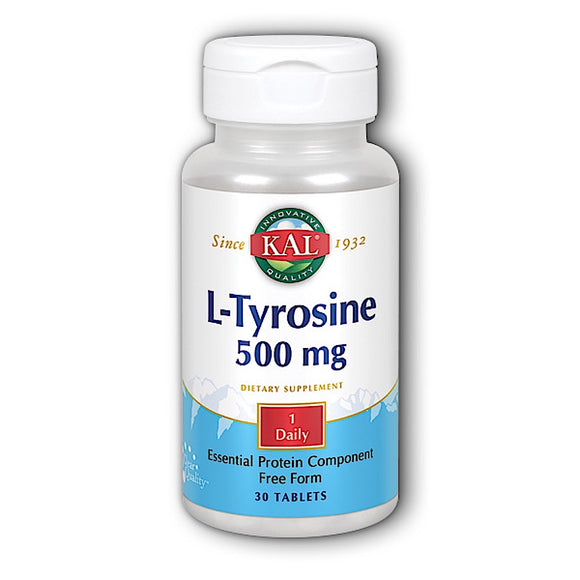 Kal, L-Tyrosine 500mg, 30 Tablets - 021245936039 | Hilife Vitamins