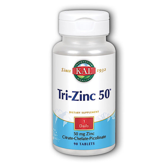 Kal, Tri-Zinc 50 50mg, 90 Tablets - 021245955092 | Hilife Vitamins