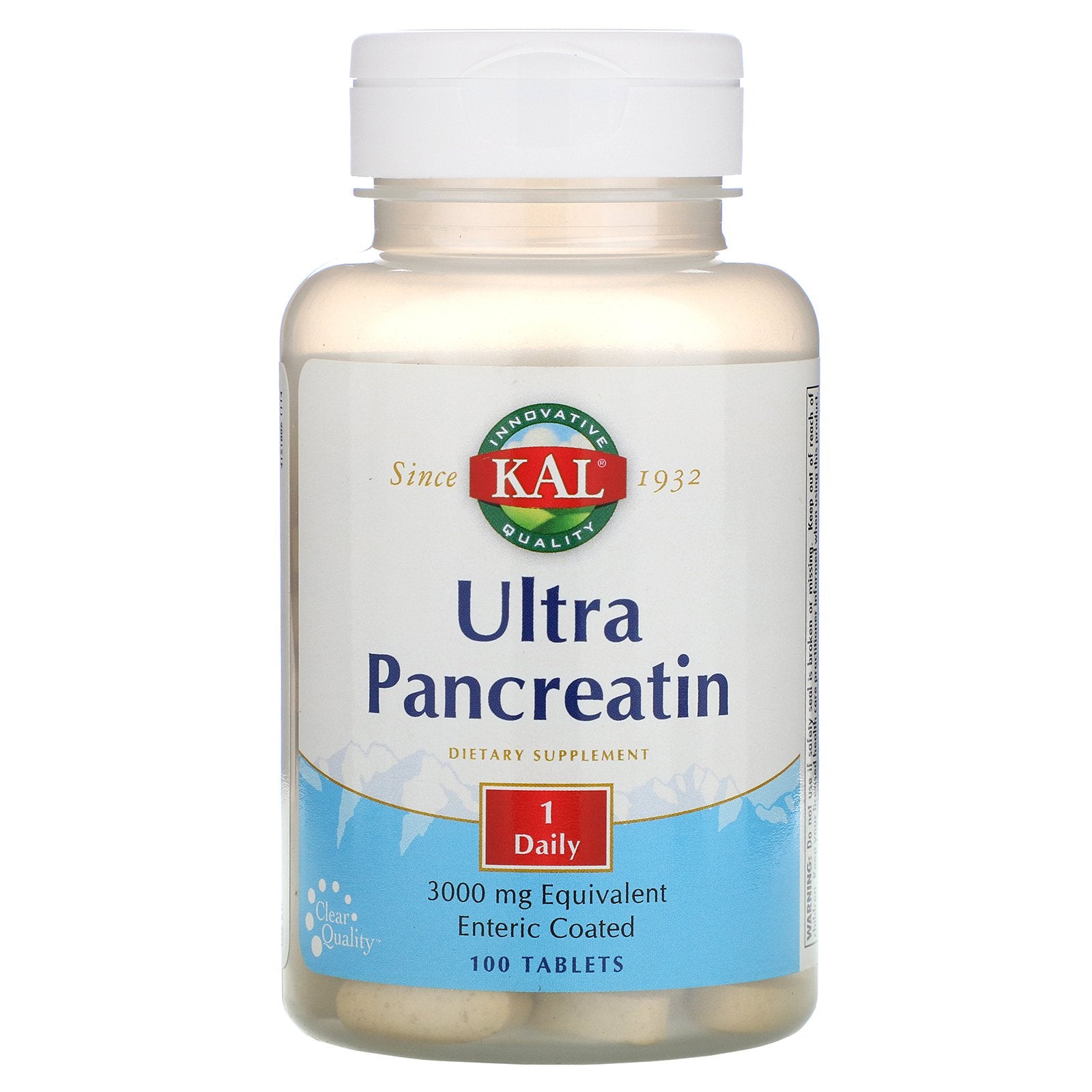 Kal, Pancreatin Ultra Enteric Ctd 750mg, 100 Tablets UPC 021245105541 | HiLife Vitamins