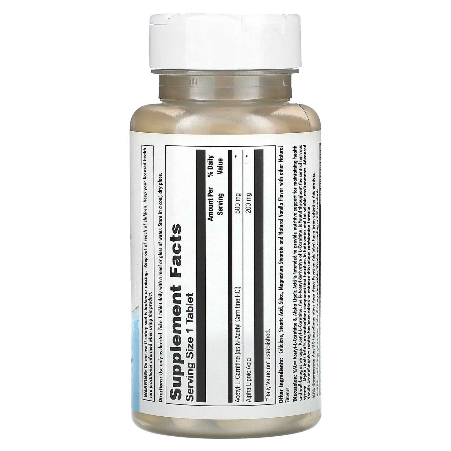 Kal, Acetyl-L-Carnitine & Alpha Lipoic Acid, 60 Tablets UPC 021245117605 | HiLife Vitamins