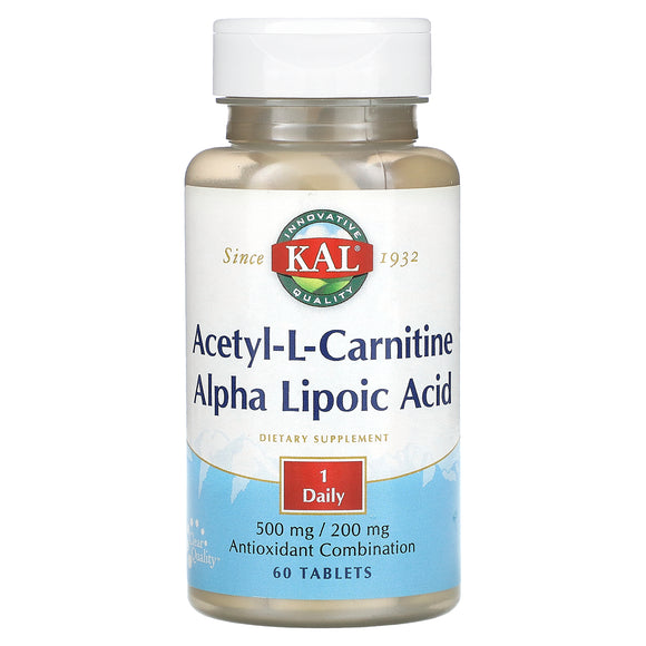 Kal, Acetyl-L-Carnitine & Alpha Lipoic Acid, 60 Tablets - 021245117605 | Hilife Vitamins