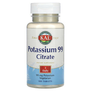 Kal, Potassium 99 Citrate, 99  mg, 100 Tablets - 021245137948 | Hilife Vitamins
