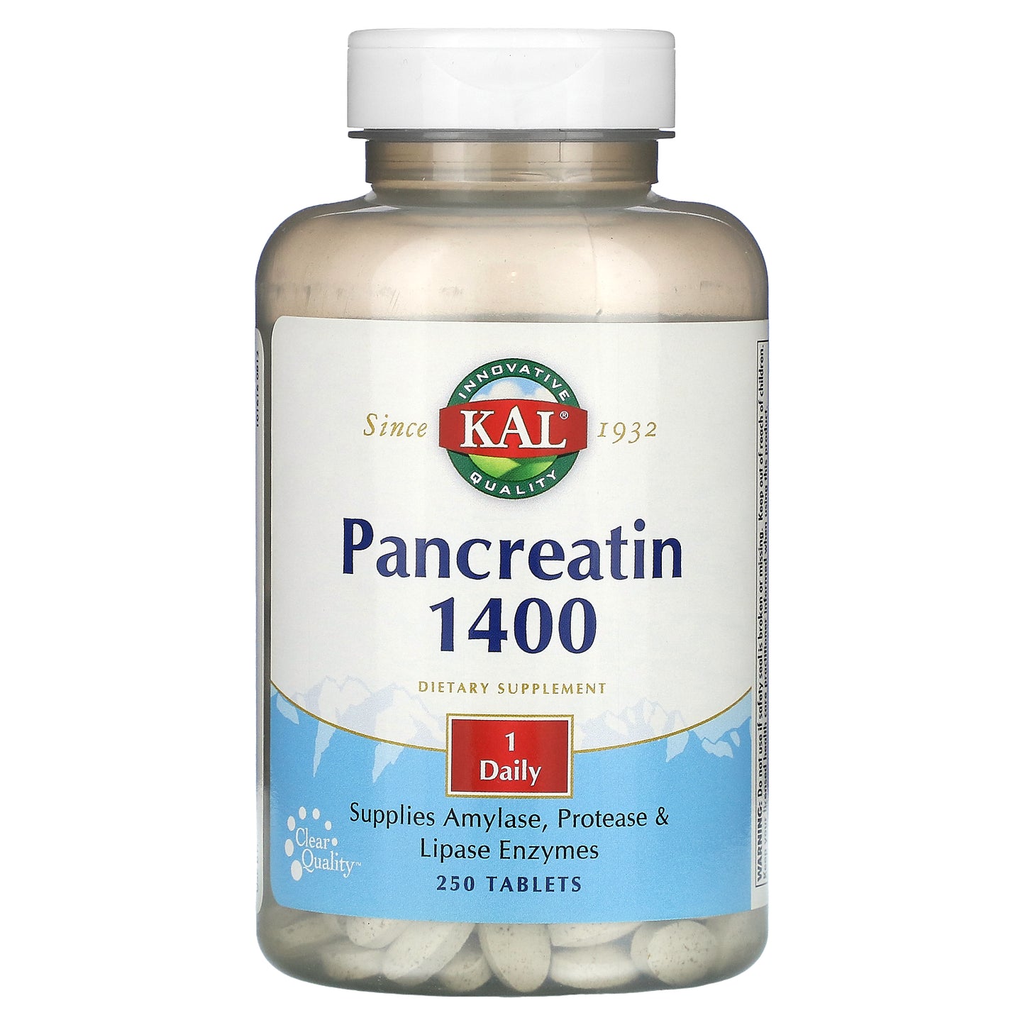 Kal, Pancreatin 1400, 250 Tablets UPC 021245328124 | HiLife Vitamins