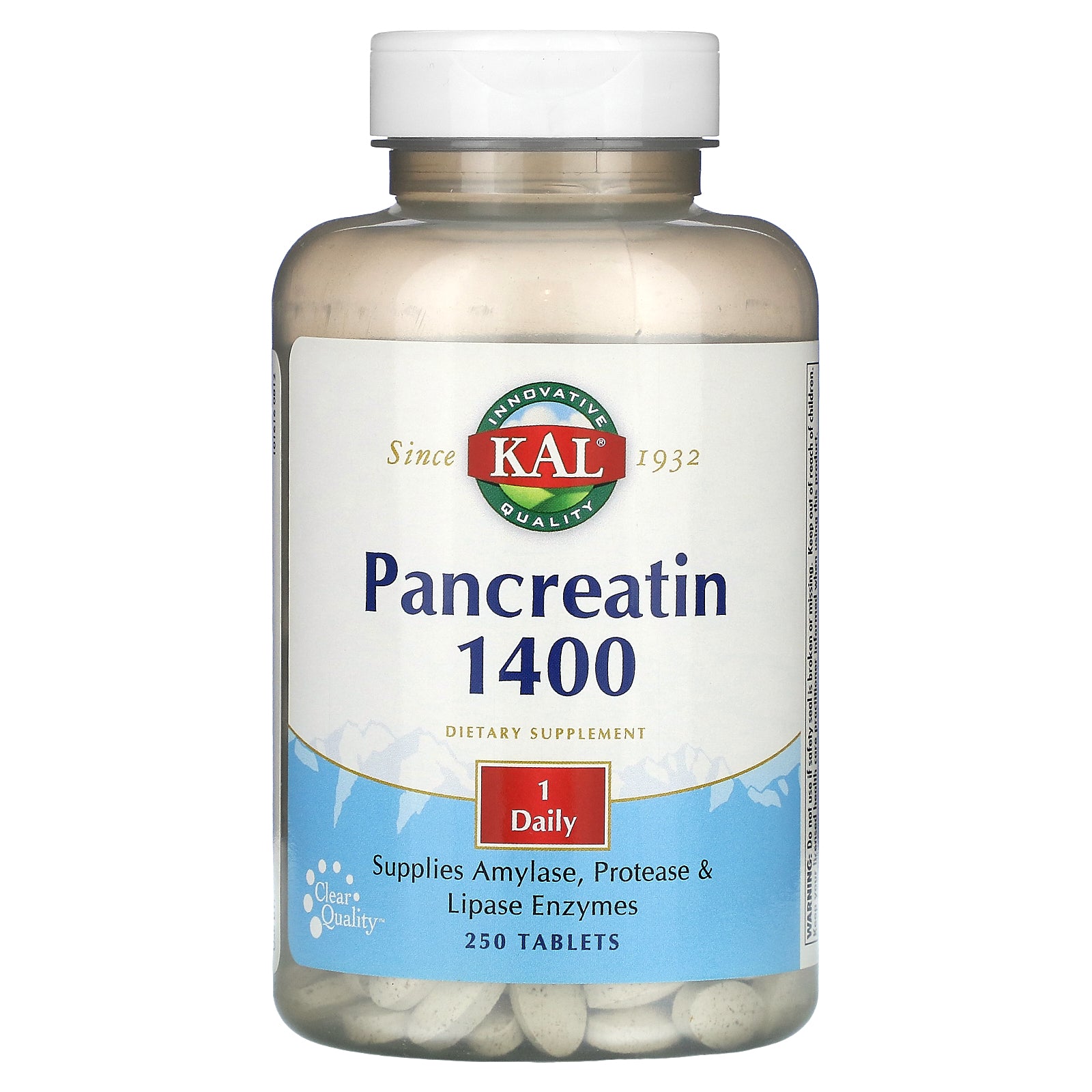 Kal, Pancreatin 1400, 250 Tablets UPC 021245328124 | HiLife Vitamins