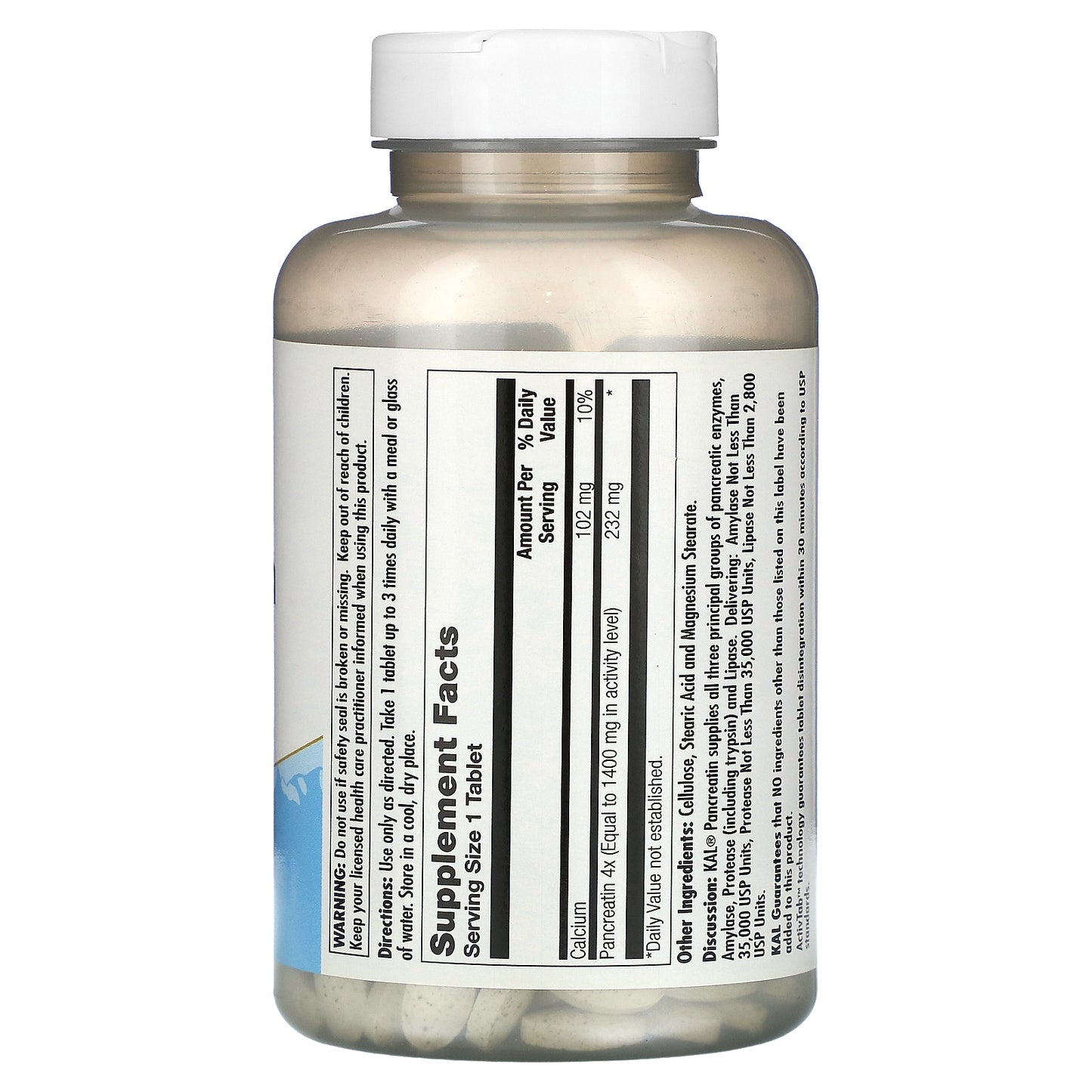 Kal, Pancreatin 1400, 250 Tablets UPC 021245328124 | HiLife Vitamins