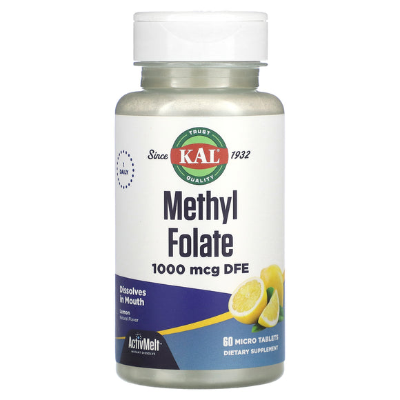 Kal, Methyl Folate, Lemon, 1,000 mcg DFE, 60 Lozenges - 021245332664 | Hilife Vitamins