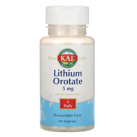 Kal, Lithium Orotate 5 mg, 60 Capsules - 021245380382 | Hilife Vitamins