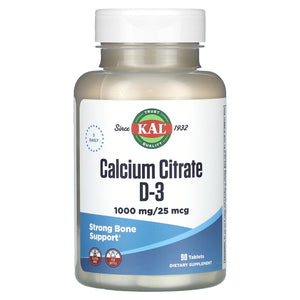 Kal, Calcium Citrate D-3, 90 Tablets - 021245405351 | Hilife Vitamins