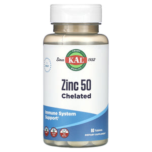 Kal, Zinc 50 Chelated, 90 Tablets - 021245526421 | Hilife Vitamins