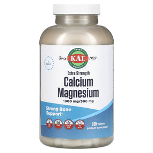 Kal, Calcium Magnesium, Extra Strength, 250 Tablets - 021245575252 | Hilife Vitamins