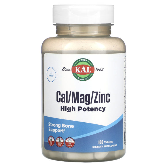Kal, Cal/Mag/Zinc, High Potency, 100 Tablets - 021245577102 | Hilife Vitamins