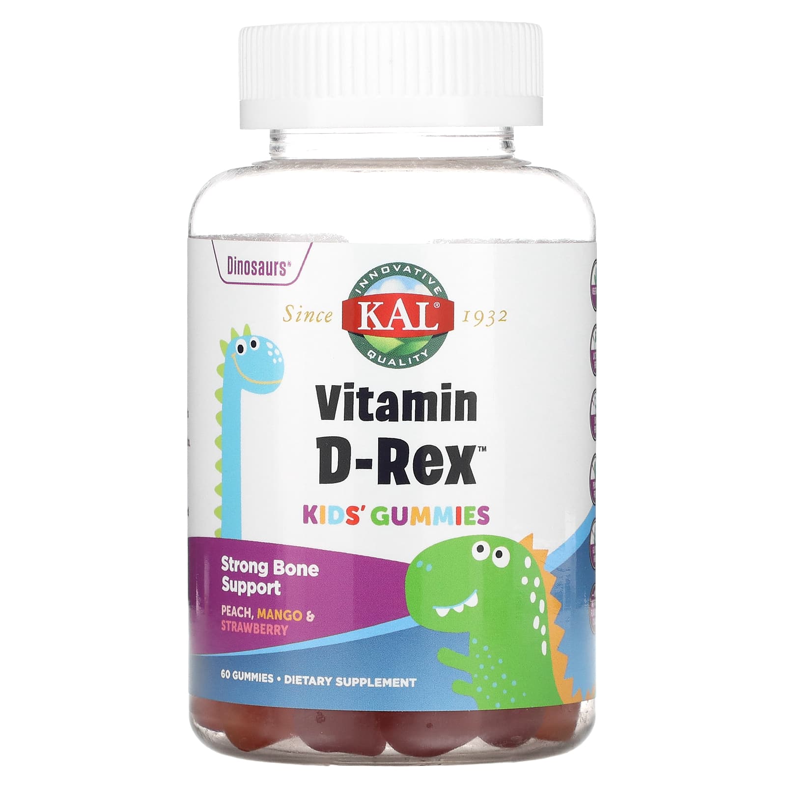 Kal, Vitamin D-Rex Gummy, 60 Gummies UPC 021245581338 | HiLife Vitamins