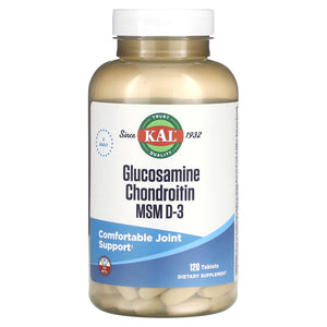 Kal, Glocosamine Chondroitin MSM D-3, 120 Tablets - 021245606208 | Hilife Vitamins