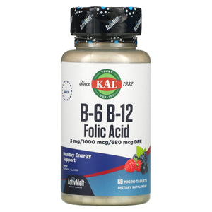 Kal, B-6 B-12 Folic Acid Activmelt, 60 Lozenges - 021245651857 | Hilife Vitamins