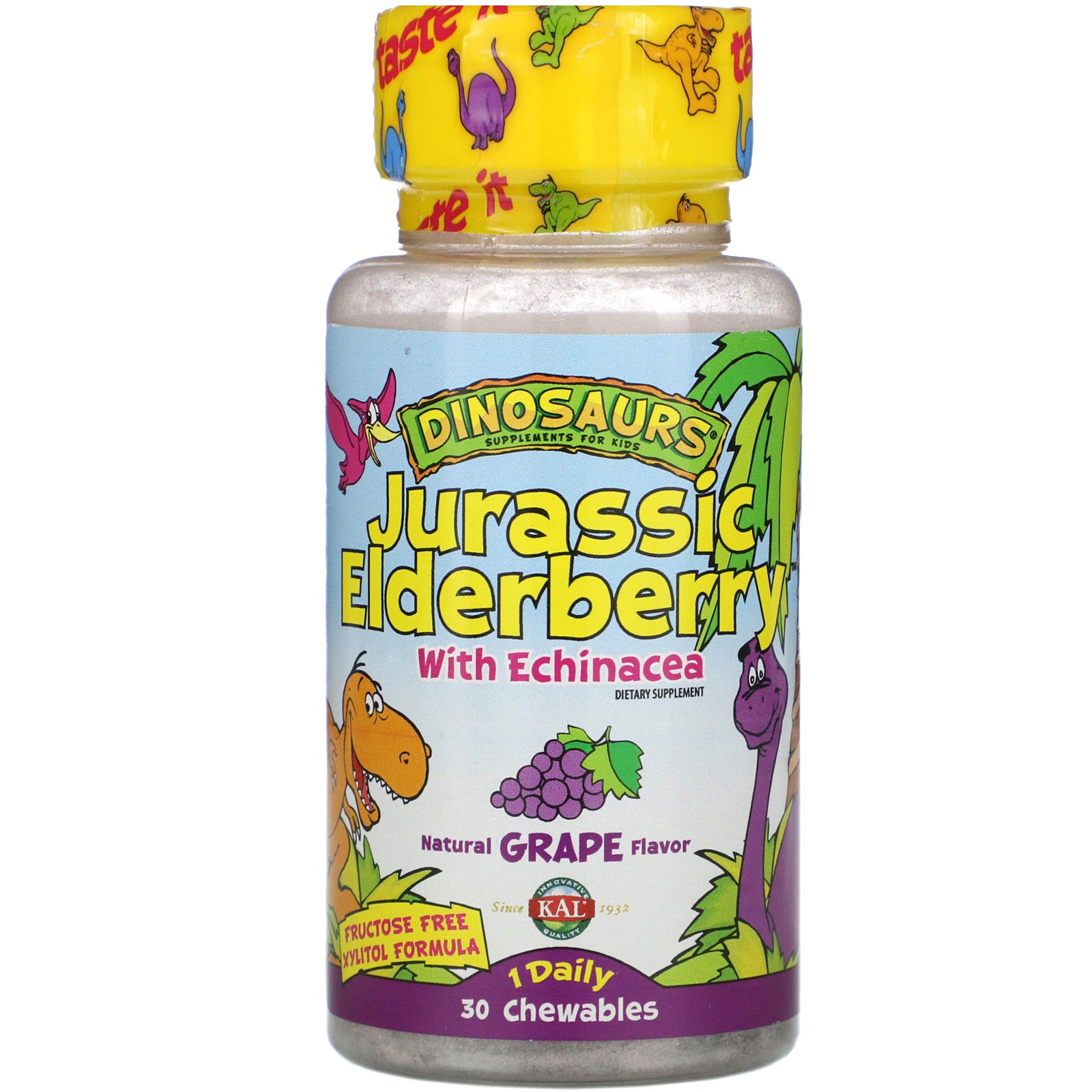 Kal, Jurassic Echinacea Grape 75mg, 45 Chewables UPC 021245808282 | HiLife Vitamins