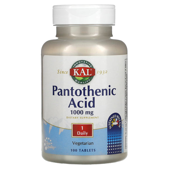 Kal, Pantothenic Acid 1000 mg, 100 Vegetarian Tablets - 021245839101 | Hilife Vitamins