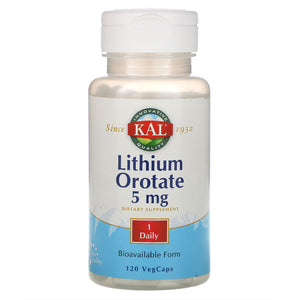 Kal, LITHIUM OROTATE 5MG, 120 Capsules - 021245863311 | Hilife Vitamins
