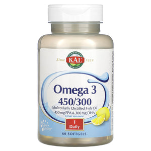 Kal, Omega 3 450/300, 60 Softgels - 021245864820 | Hilife Vitamins