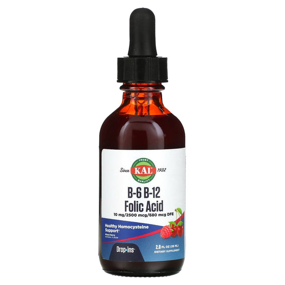 Kal, B-6 B-12 Folic Acid DropIns, 2 Oz - 021245963097 | Hilife Vitamins
